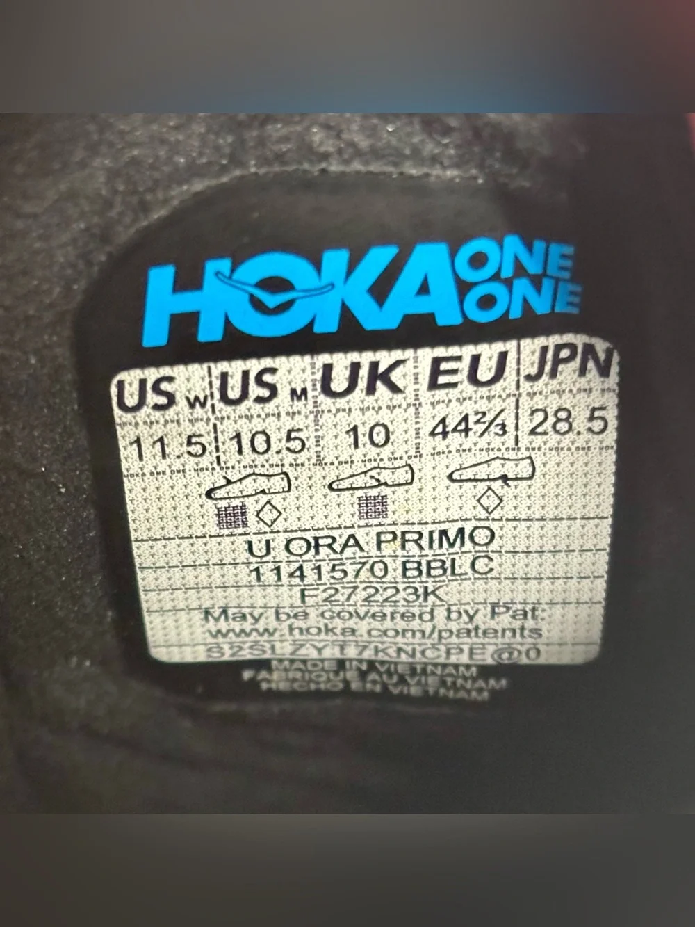 HOKA U Ora Primo Men’s 11.5 Women’s 13 Black Recovery Shoes 1141570 BBLC EUC